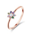 Colorful flower Designed with CZ Silver Ring NSR-3937